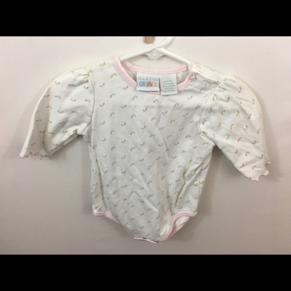 Cuddle Bear Girls 6-9 mo Onesie w/Long Sleeve NWOT